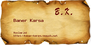 Baner Karsa névjegykártya